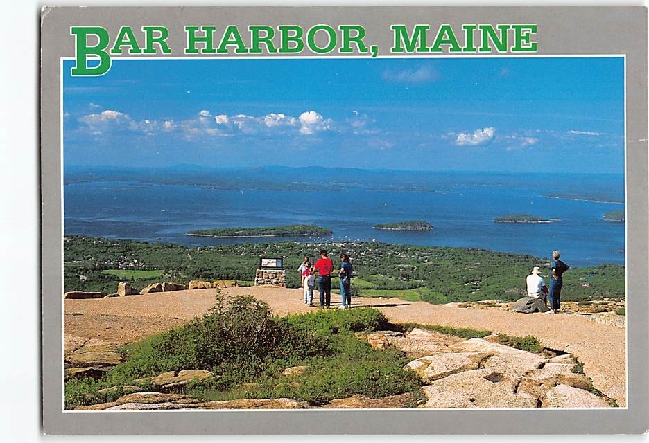 Postcard View of Bar Harbor & Porcupine Islands Maine USA
