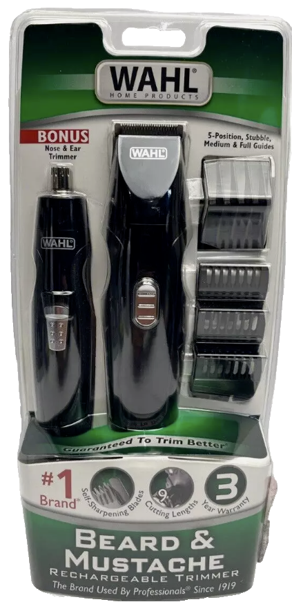 Wahl Nose Ear Sideburns Beard Mustache Hair Precision Rechargeable Trimmer