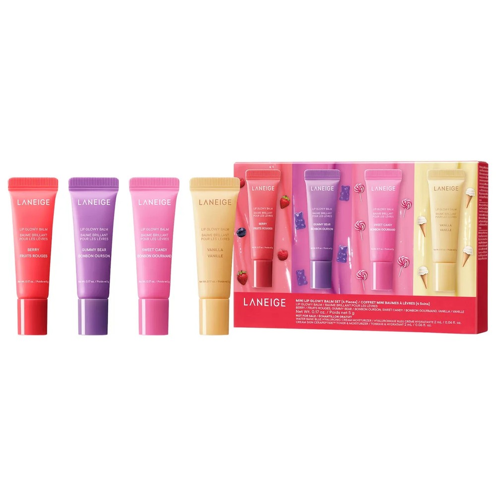 LANEIGE Mini Lip Glowy Balm Set Limited Edition in Berry Candy Vanilla Gummy Bear