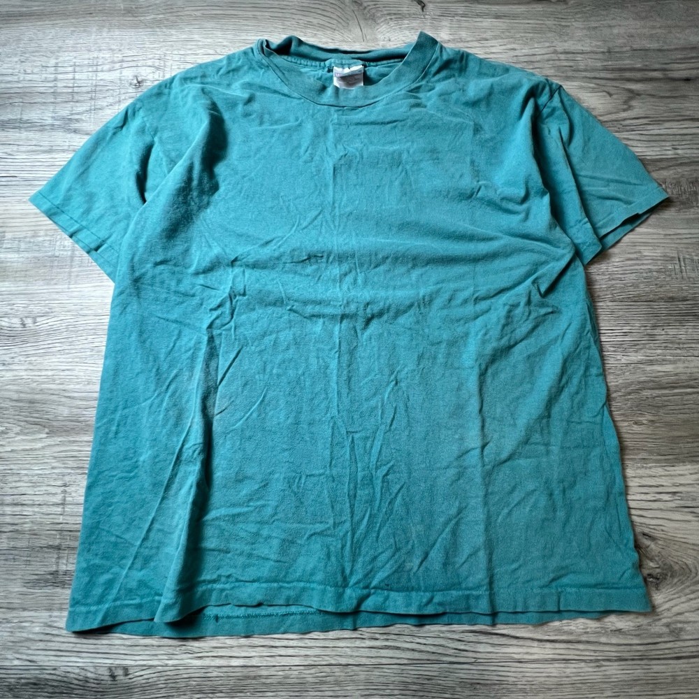 Hanes Beefy-T T-Shirt Mens XL Teal Green Vintage 90s Blank Cotton Made in USA