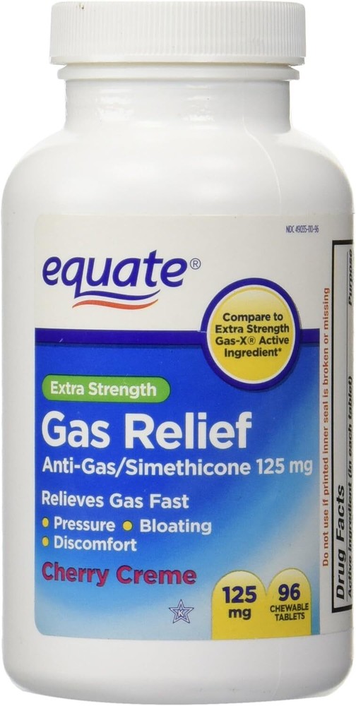 Extra Strength Gas Relief, Simethicone 125mg, 96 Chewable Tablets, Cherry Creme