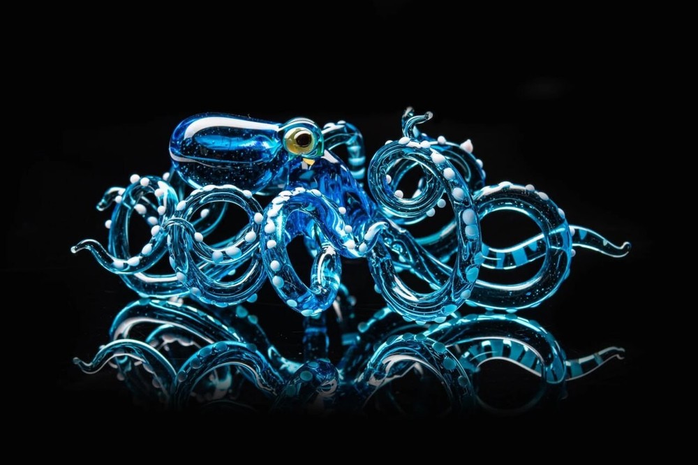 Glass Octopus Sculpture Squid Kraken Cephalopod Blown Glass Octopus Glass