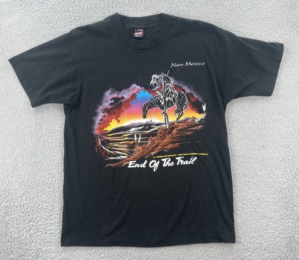 Vtg Fruit Of The Loom Best L Black Single Stitch Made In USA T Shirt New Mexico