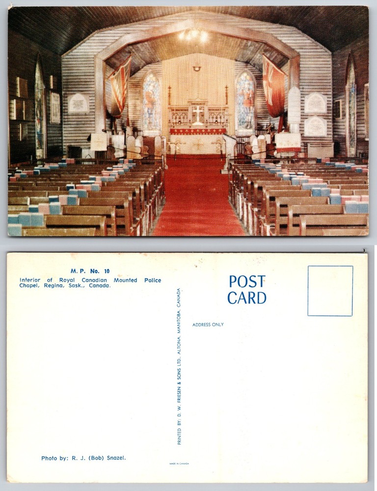 Royal Canadian Mounted Police Chapel Regina Canada Postcard