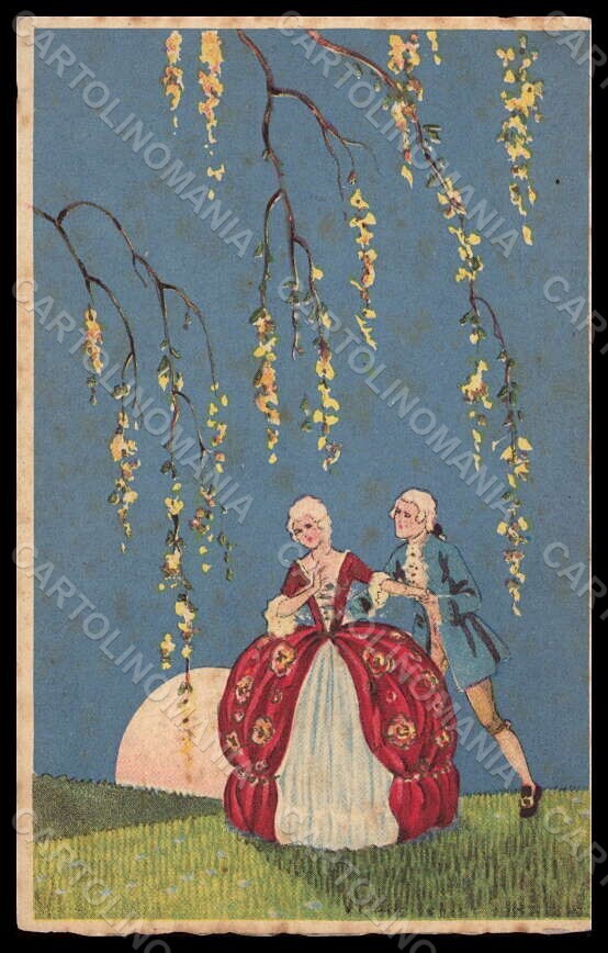 Artist Signed Meschini Romantic Couple Art Deco 2116 postcard VK7042