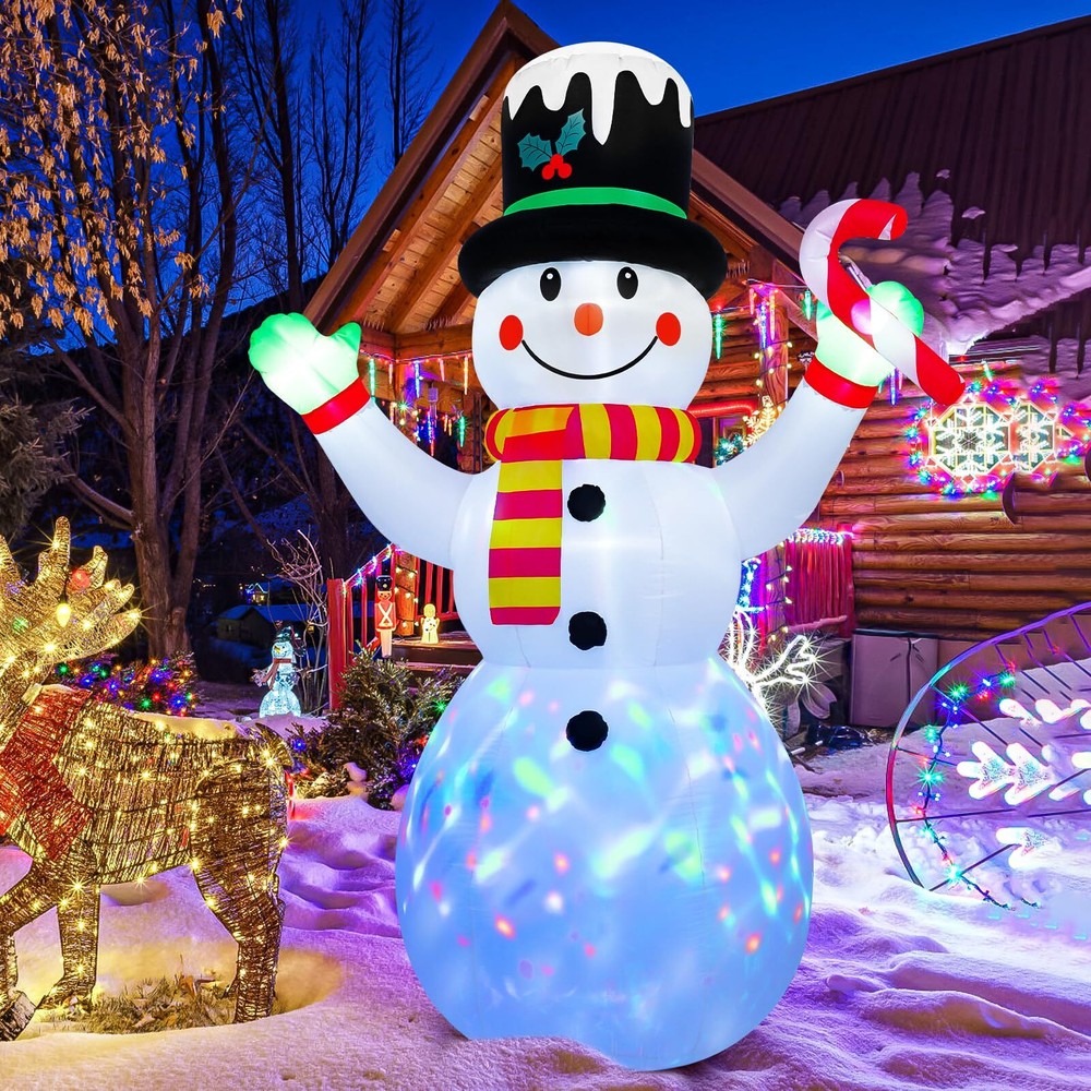 Рождественское надувное уличное украшение 7 футов, рождественский надувной снеговик...