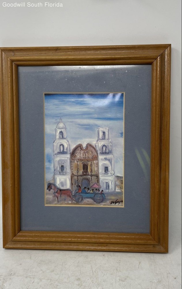 San Xavier Del Bac Mission By Ted DeGrazia Signed Framed Wall Decor Art Print