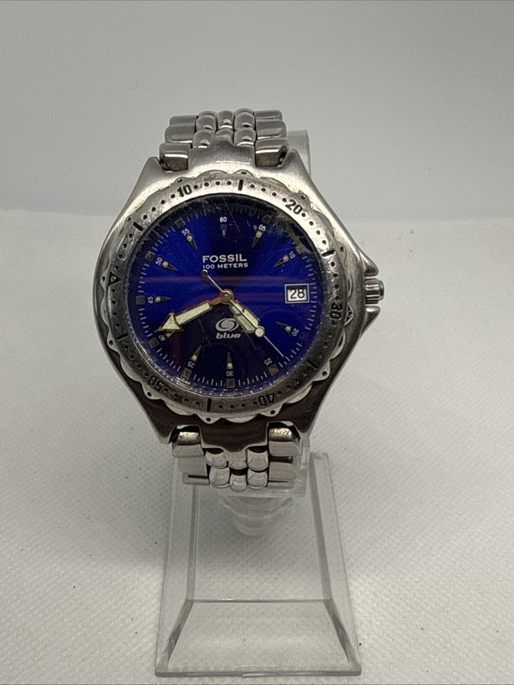 Fossil Blue Silver-Toned Men's Analog Watch 50M Water Resistant Stainless Steel