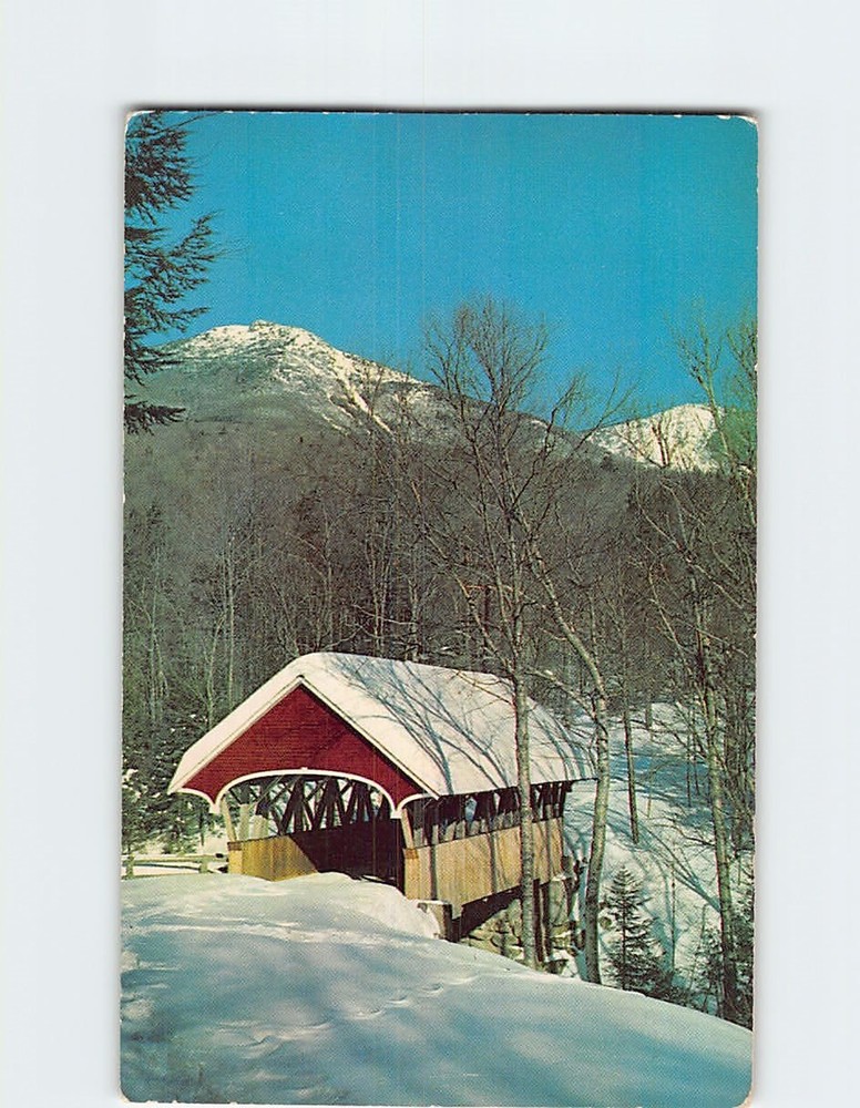 Postcard Flume Bridge & Mt. Liberty Franconia Notch New Hampshire USA
