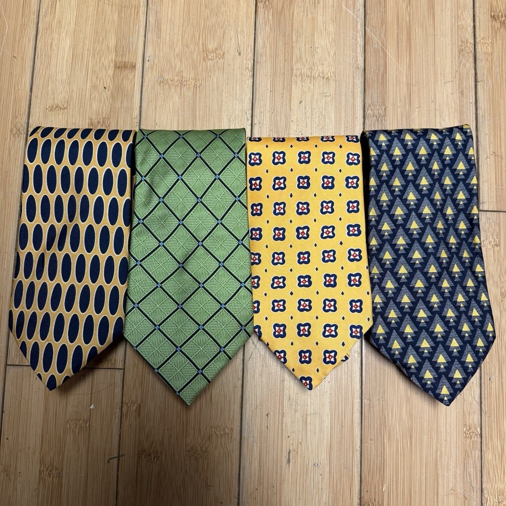 Lot of 4 Neckties Men's Ties Various Brands Multicolor Pattern Bundle Colorful