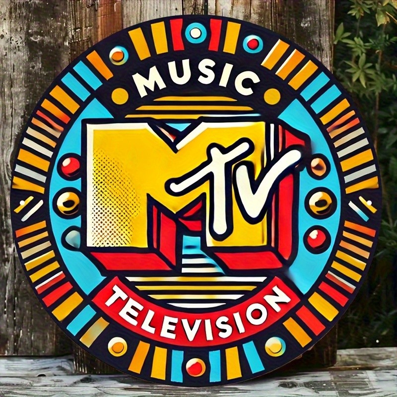 Vintage MTV Logo Retro Music TV Theme Round Aluminum Sign