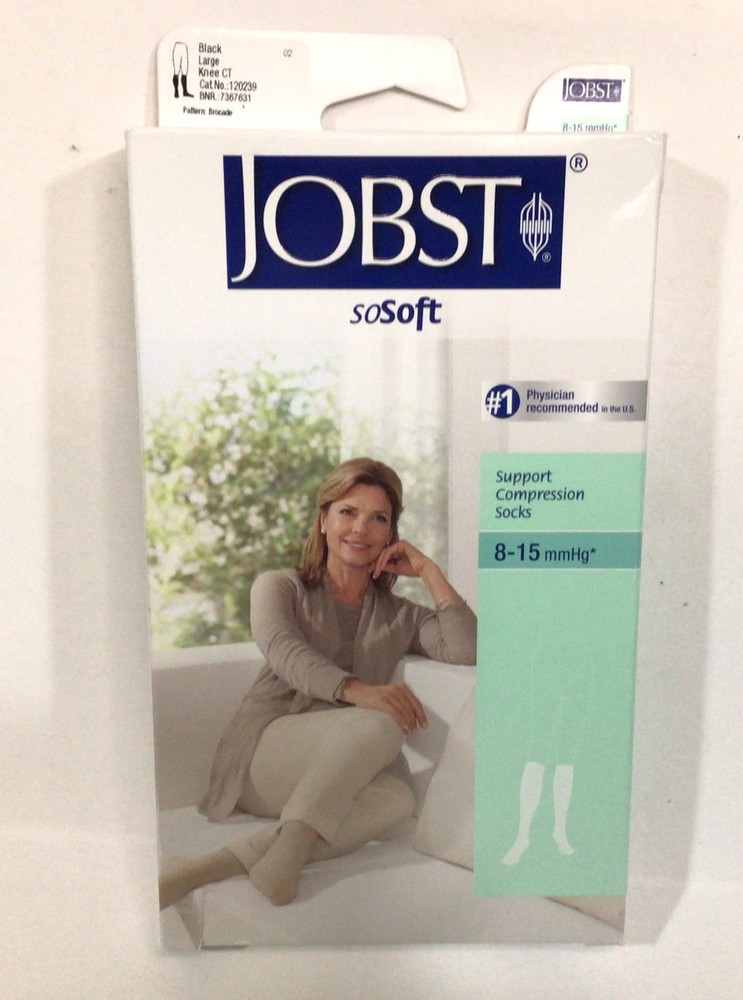 Jobst SoSoft Large Black Knee High Compression Socks 8-15 mmHg Women’s Support