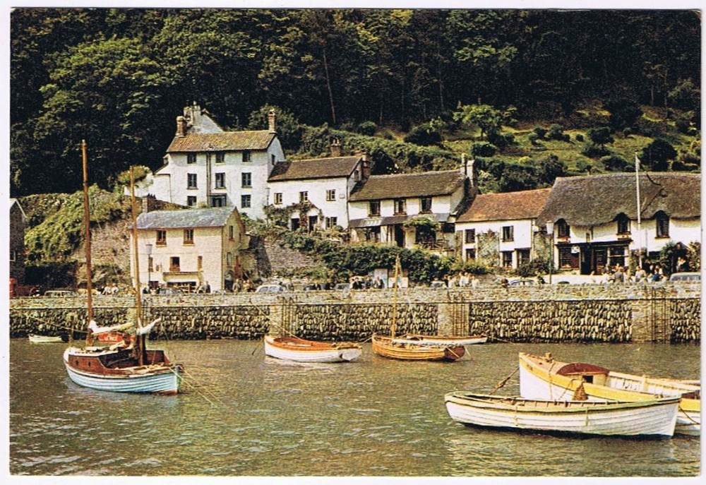 Postcard Lynmouth Harbour & Mars Hill Devon England UK