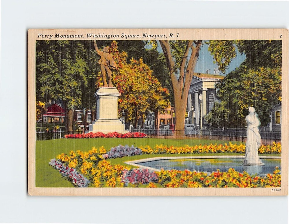 Postcard Perry Monument Washington Square Newport Rhode Island USA