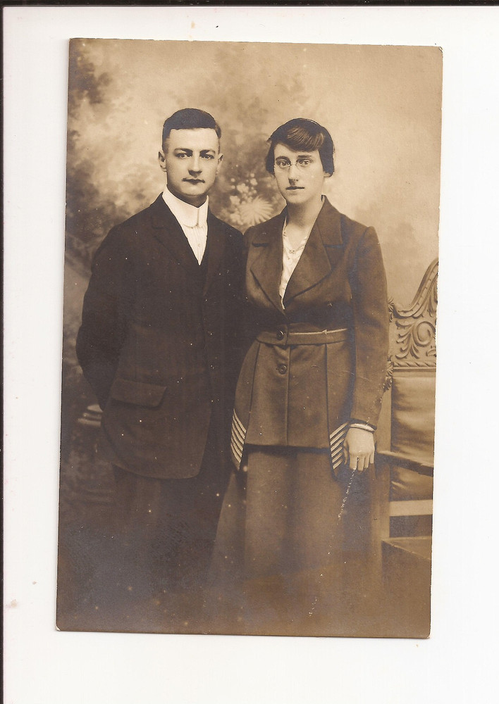 RPPC Early 1900's Couple Standing - Antique Real Photo Postcard
