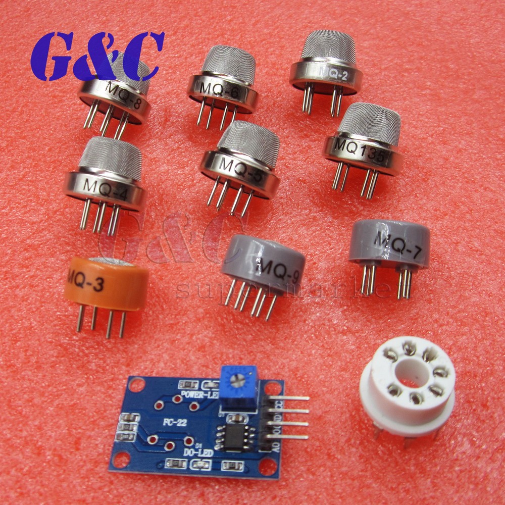 MQ2 MQ4 MQ5 MQ7 MQ9 MQ6 MQ8 MQ135 Gas Sensor for Smoke Butane Methane Detection with Base Module