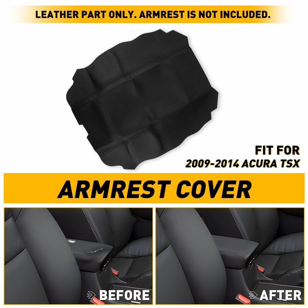 Fits 2009-2014 Acura TSX Center Console Lid Armrest Cover Leather Skin Black