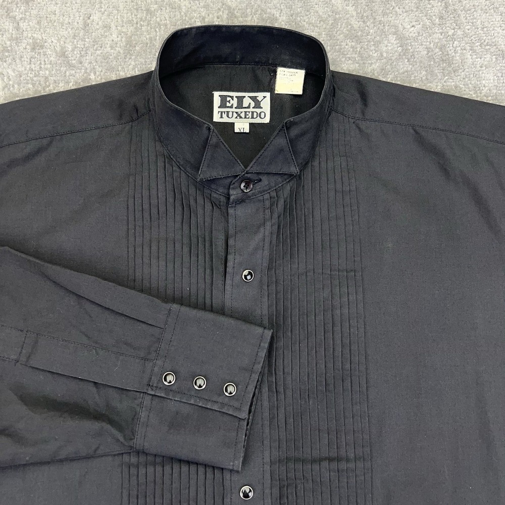 Vintage ELY Tuxedo Mens Western Snap Button Tux Shirt Black Size XL Cowboy Rodeo