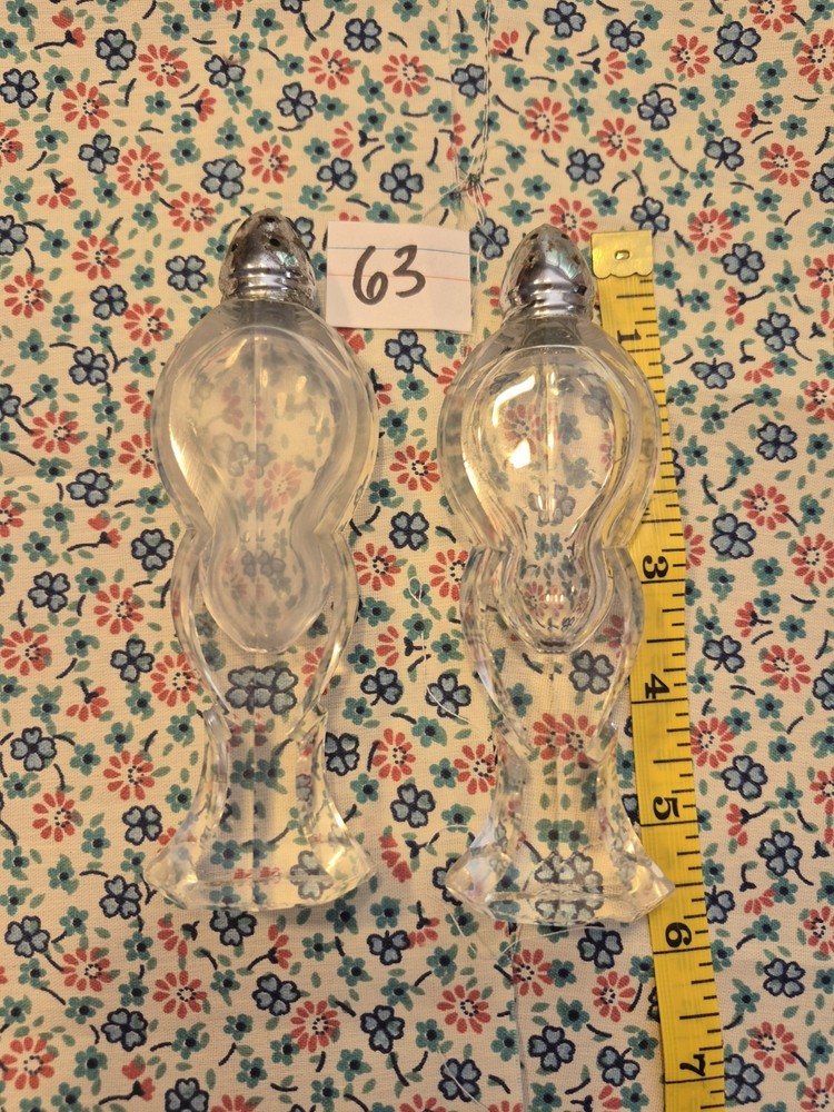 Vintage Glass Salt Pepper Shakers Set