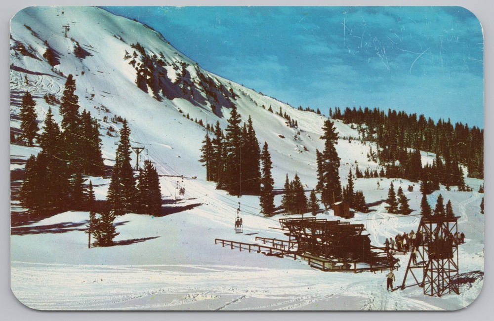 Skiers @ Twin Chair Ski Lift Of Berthoud Pass & Summit~Snow Covered Ground~Vtg