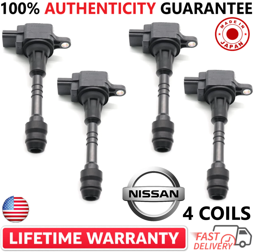 x4 OEM NISSAN Ignition Coils For 2002-2006 Nissan Sentra 1.8L I4, 22448-6N011