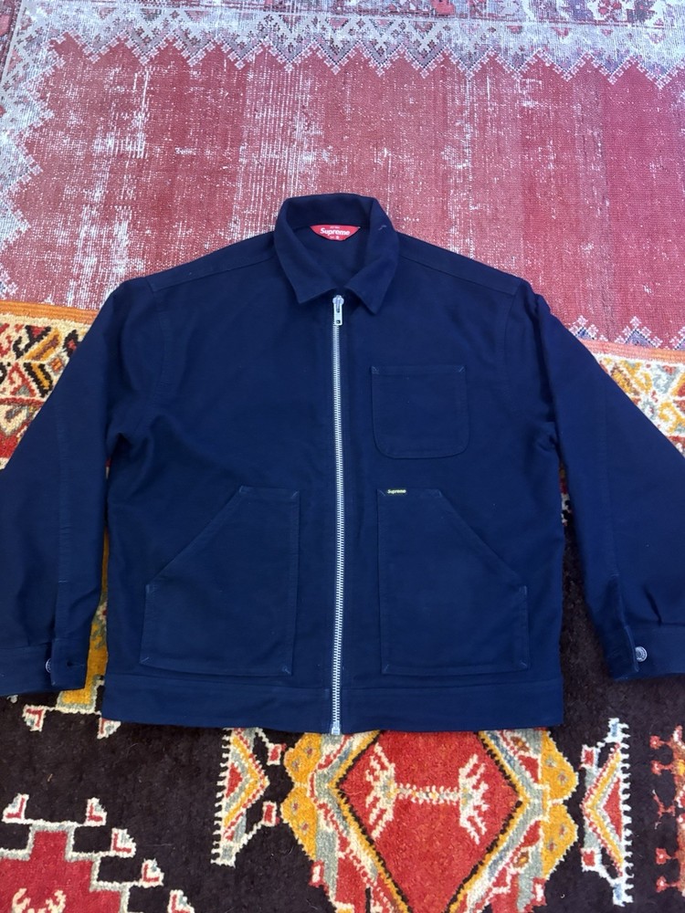 Supreme Moleskin Harrington Work Jacket in Blue Cotton by Kindermann Size S Authentic