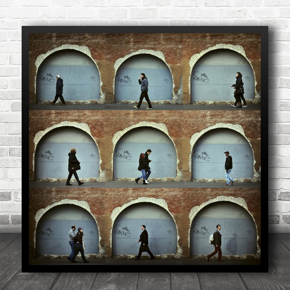 Collage Wall Round Street People Men Old Man Different Square Wall Art Print
