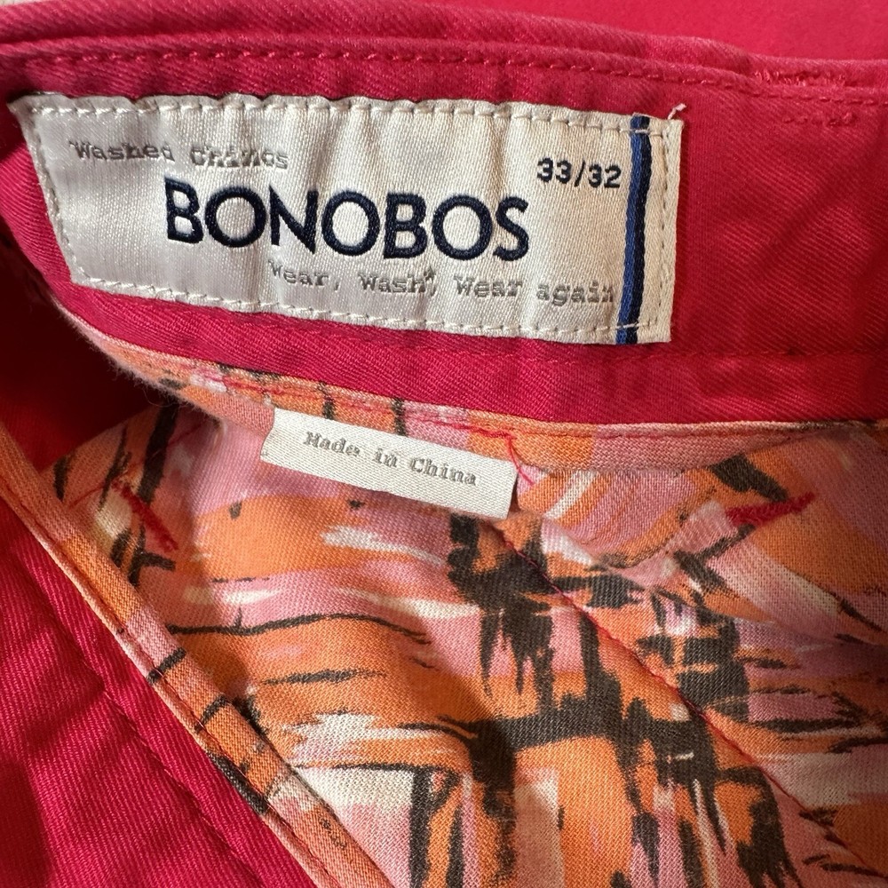 Bonobos Slim Fit Stretch Washed Chino Pants Mens 33x32 Pink