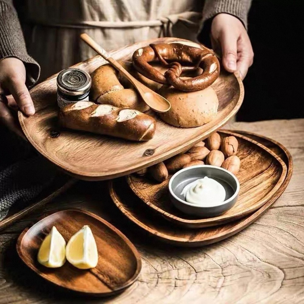 Handcrafted Rustic Oval Wood Serving Trays – Natural & Elegant