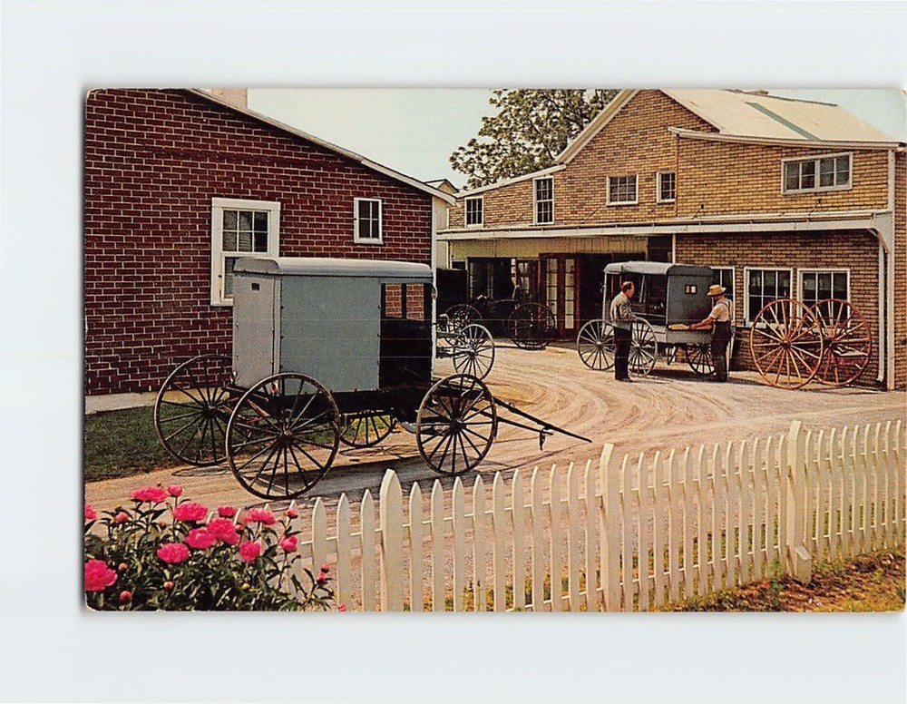 Postcard The Old Amish Carriage Maker's Shop Pennsylvania USA