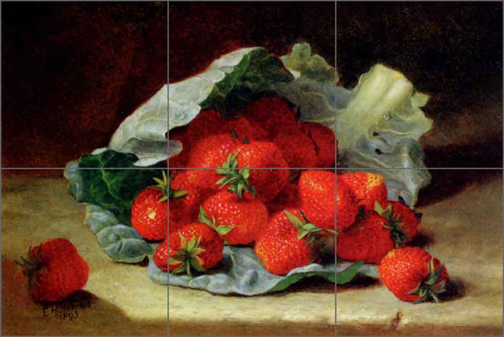 Ceramic Tile Mural Kitchen Backsplash Stannard Strawberry Fruit Art EHS004