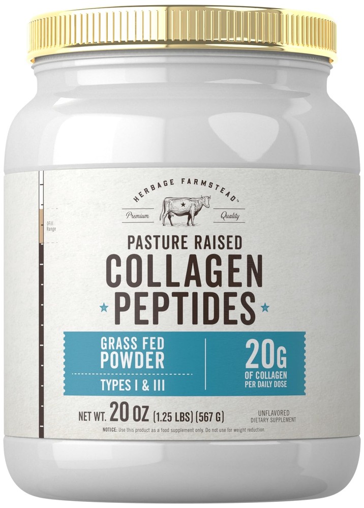 Grass Fed Collagen Peptides Powder 20oz | Unflavored | Pasture Raised | Types...
