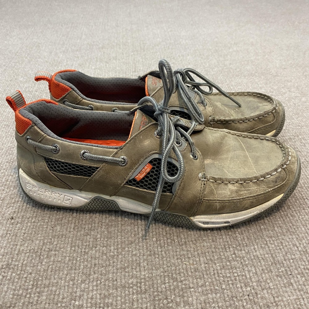 Sperry Top-Sider Boat Shoes Mens Size 11 Brown Gray Leather Mesh Deck Casual