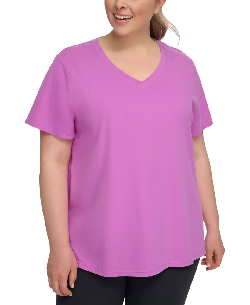 Calvin Klein Womens Plus Size 2X Cotton V-Neck Top