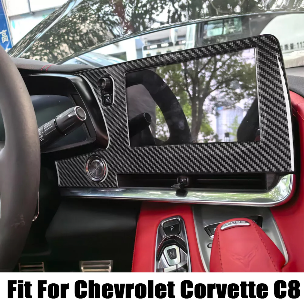 For Corvette C8 2020-24 Real Carbon Fiber GPS Navigation Cover Frame Trim Strip