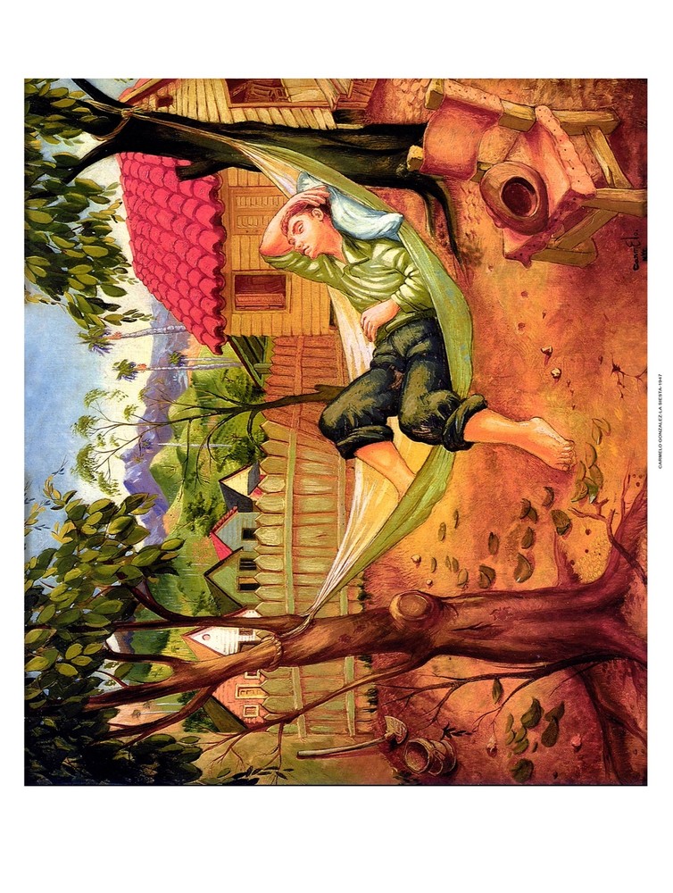 Decor Poster. Fine Graphic Art. Farmer napping Paint. Country Wall Design. 1322