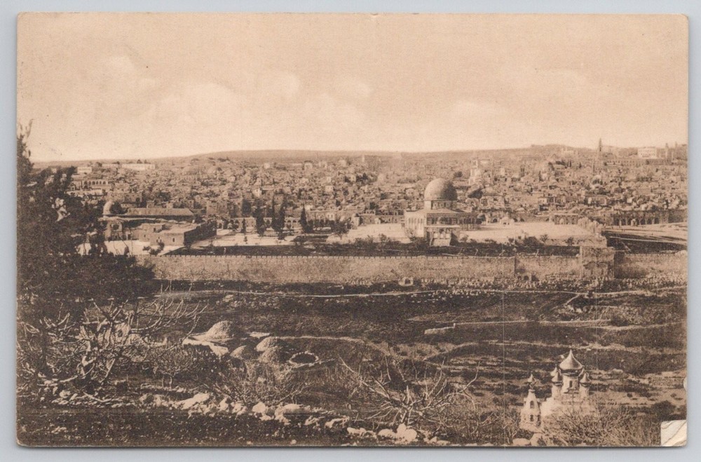 Jerusalem Panorama Mount of Olives Dome of the Rock Postcard Fr. Vester & Co