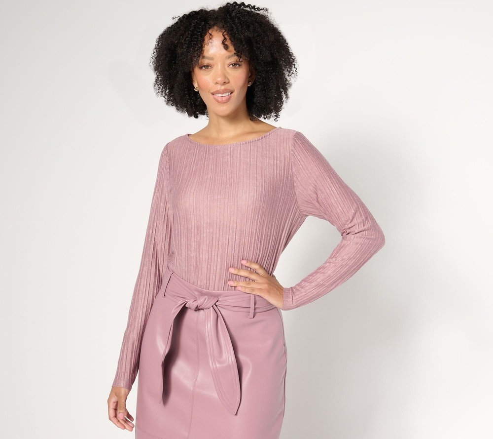 BEAUTIFUL by Lawrence Zarian Women's Top Plus Sz 2X Boatneck Sleeve Pink A668539