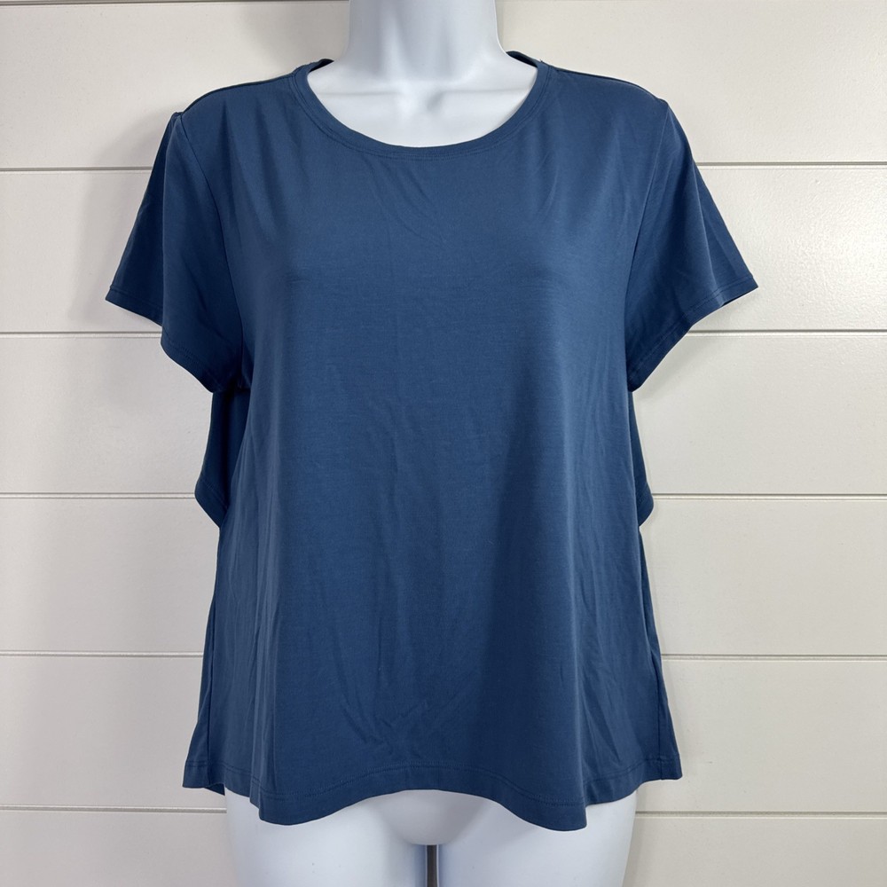 Women's Athleta Air Out Cinch Tee Shirt Activewear Short Sleeve Blue sz M