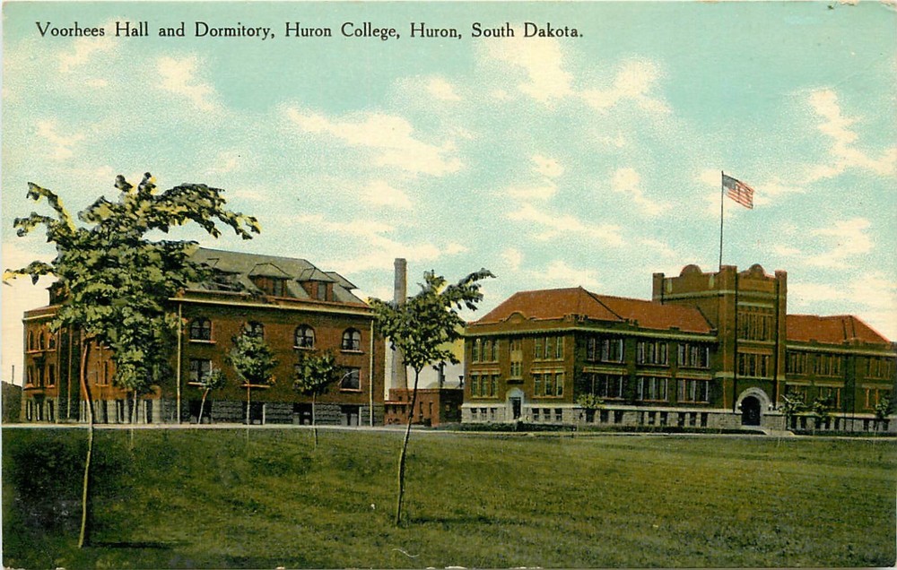 c1910 Voorhees Hall and Dormitory, Huron College, Huron, South Dakota Postcard