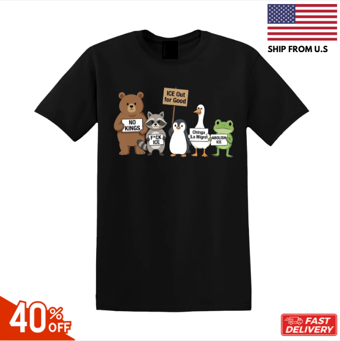 Ice Out For Good Cute Animal Protest Anti ICE Graphic T-Shirt reprint sale hot !