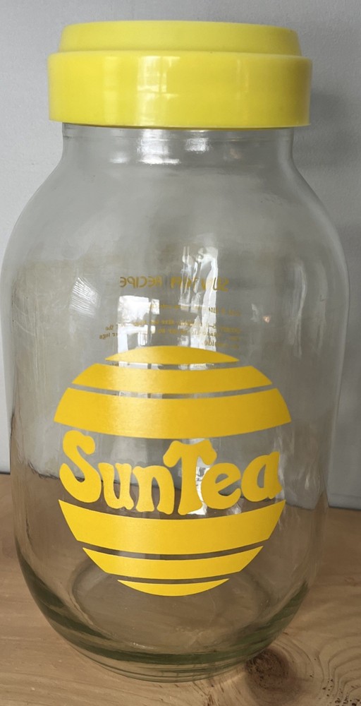 Sun Tea Ice Tea Vintage Glass Jar Recipe Carlton 3 Liter Yellow Retro USA Summer