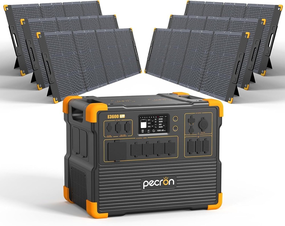 pecron E3600LFP 3072Wh 3600W Portable Power Station w/ Optional Solar Panels Kit