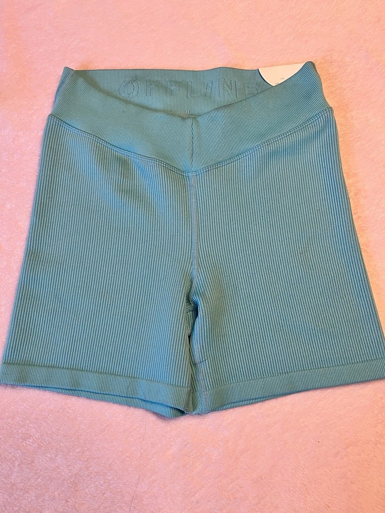 Aerie OFFLINE Ribbed Bike Shorts Green High Rise Seamless Athletic Women’s M NWT