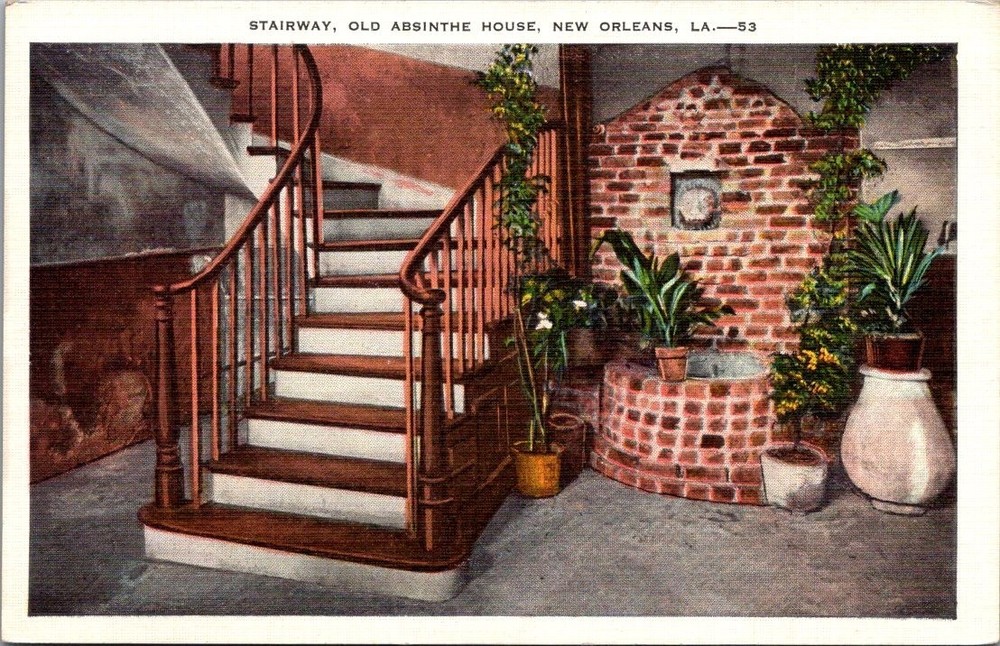 STAIRWAY Old Absinthe House interior view NEW ORLEANS, Louisiana Postcard-image
