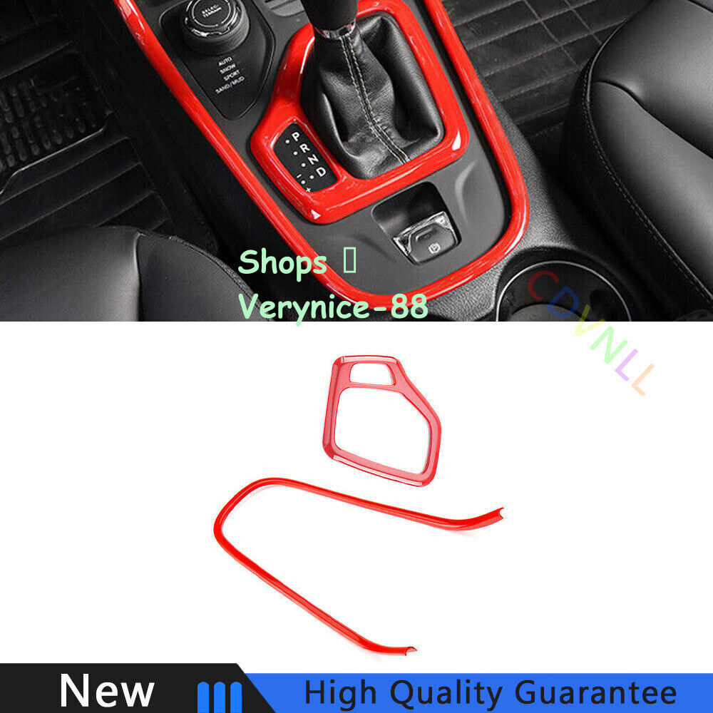Fit For Jeep Cherokee 2014-2018 Bright Red Middle Console Gear Shift Frame Trim
