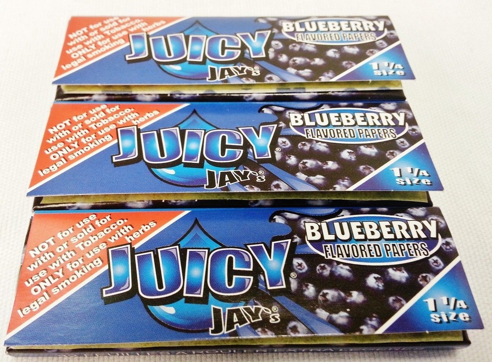 3 Packs JUICY JAY'S Blueberry 1 1/4 Rolling Papers Free Shipping