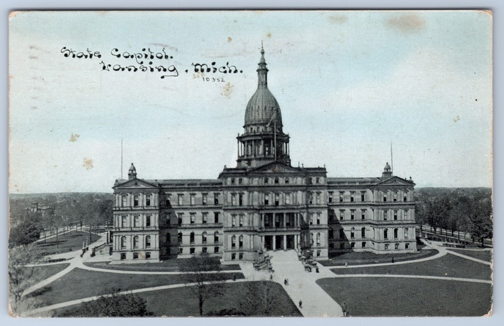 Michigan Lansing State Capitol Building c1910 Bay City Standish Postcard