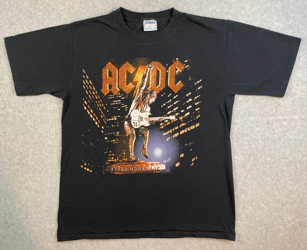 Vintage 2000 Black AC/DC Stiff Upper Lip Tour Shirt AllSport USA Tag in Large 44