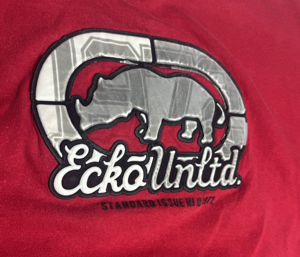 Ecko Unltd Red Rhino Logo T-Shirt Men’s Large Streetwear Hip Hop Tee